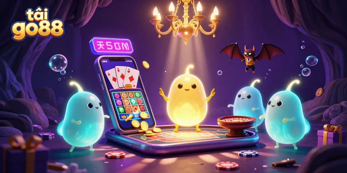 Tải go88 and experience vibrant casino excitement with glowworms illuminating a lively gaming scene.