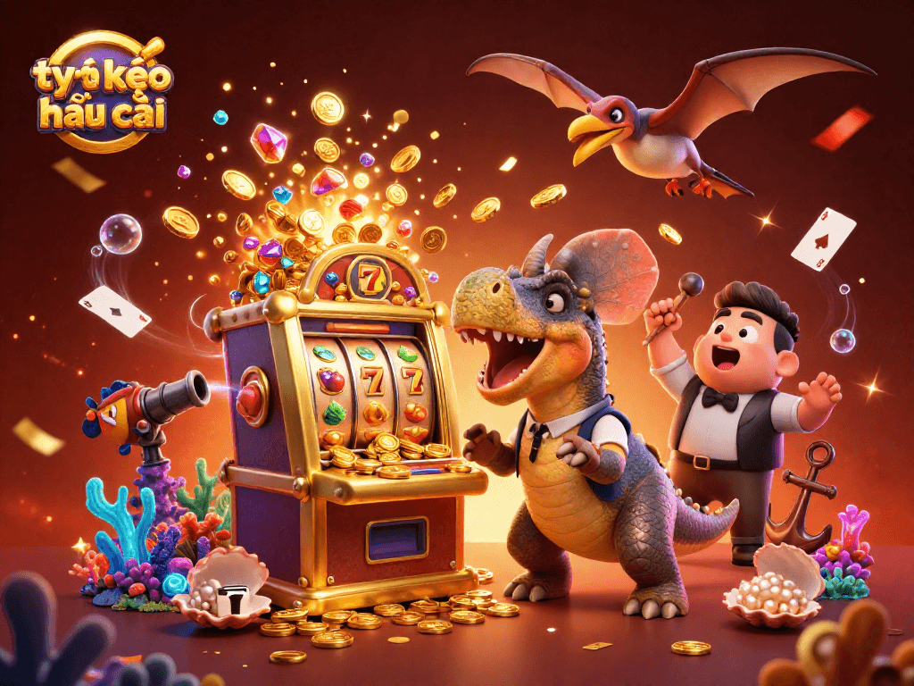 Experience the thrill of tỷ lệ kèo nhà cái with a pachycephalosaurus hitting a jackpot slot machine.
