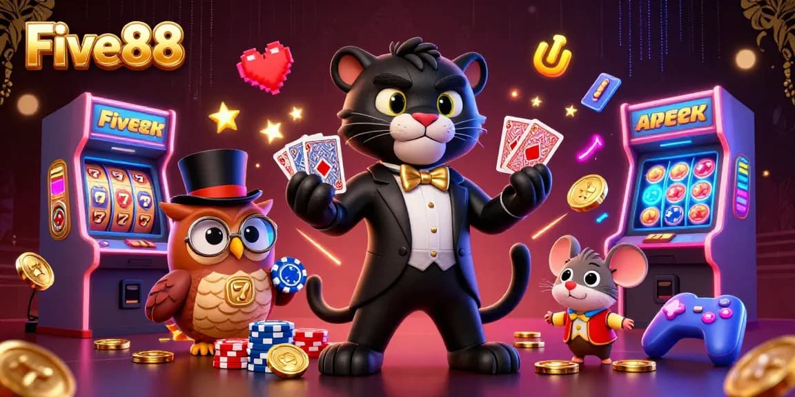 Experience thrilling action at Five88 casino with colorful characters and vibrant game elements
