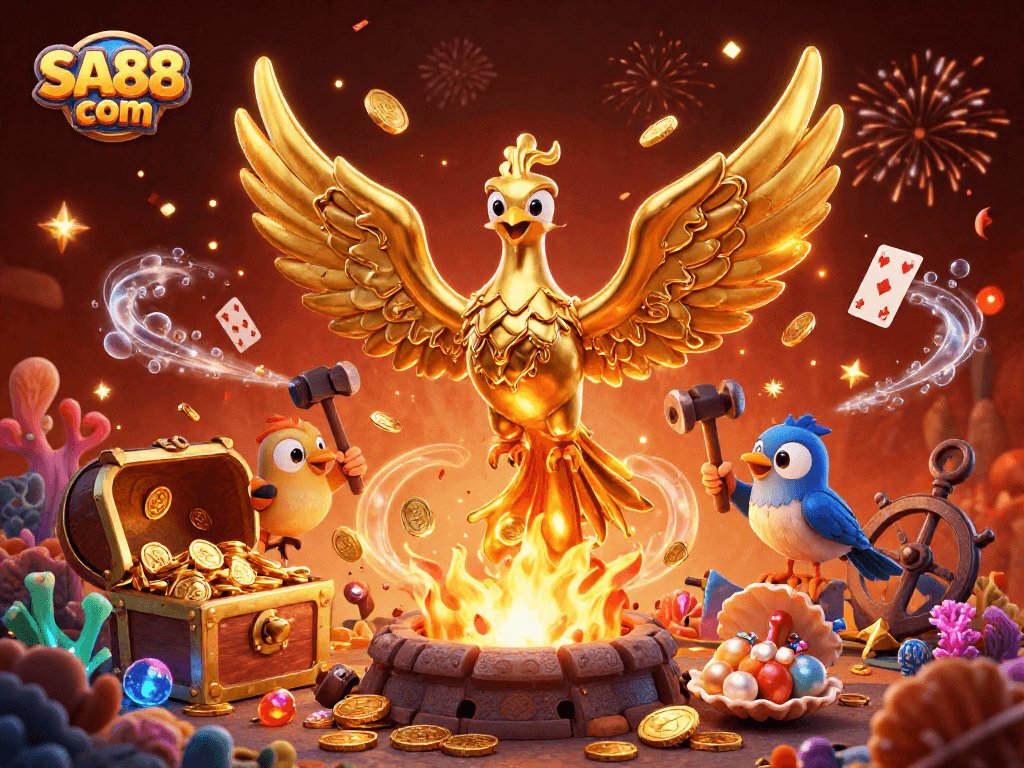 Experience exciting wins at SA88 com with vibrant gold coins and engaging gaming elements.