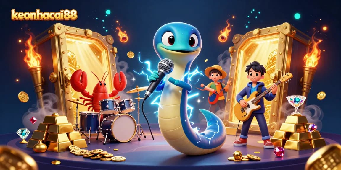 Experience the vibrant underwater casino vibes with keonhacai88 as the electric eel performs hits.