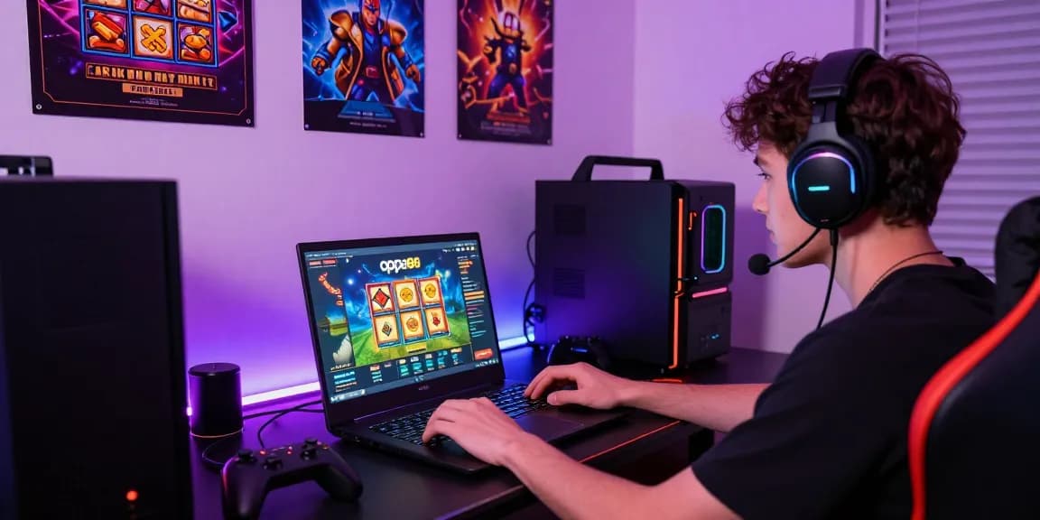 Experience oppa86 with exciting slot games in a vibrant gaming setup.
