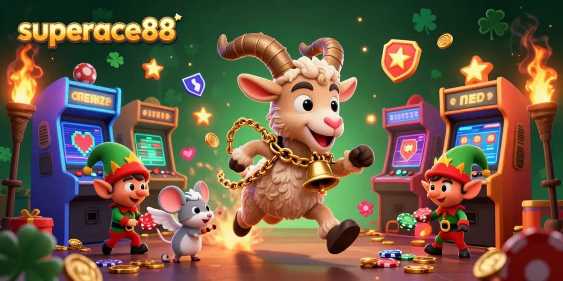 Engage with thrilling slots and games at superace88 casino, featuring vibrant 3D illustrations and exciting gaming elements.