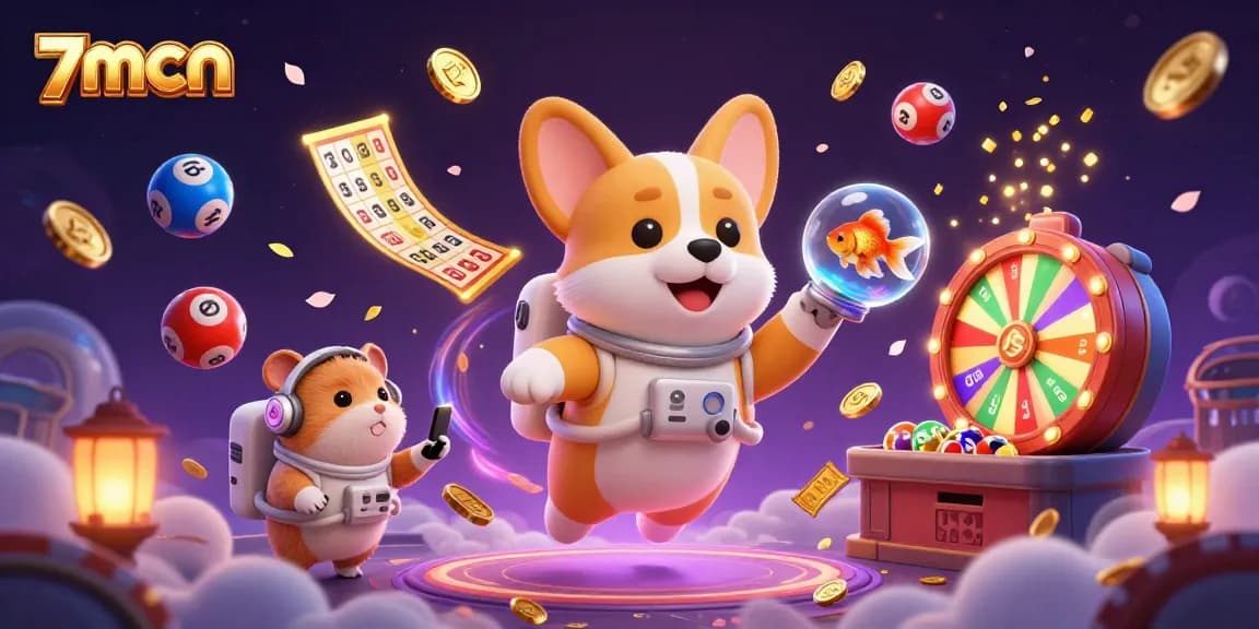 Experience thrilling action with 7mcn as a corgi and friends float in a space casino.