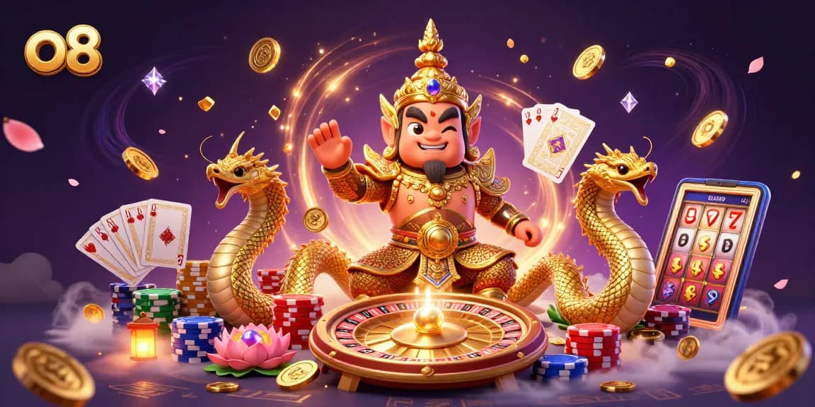 Play exciting games at o8 with lively characters, dynamic elements, and vibrant casino atmosphere