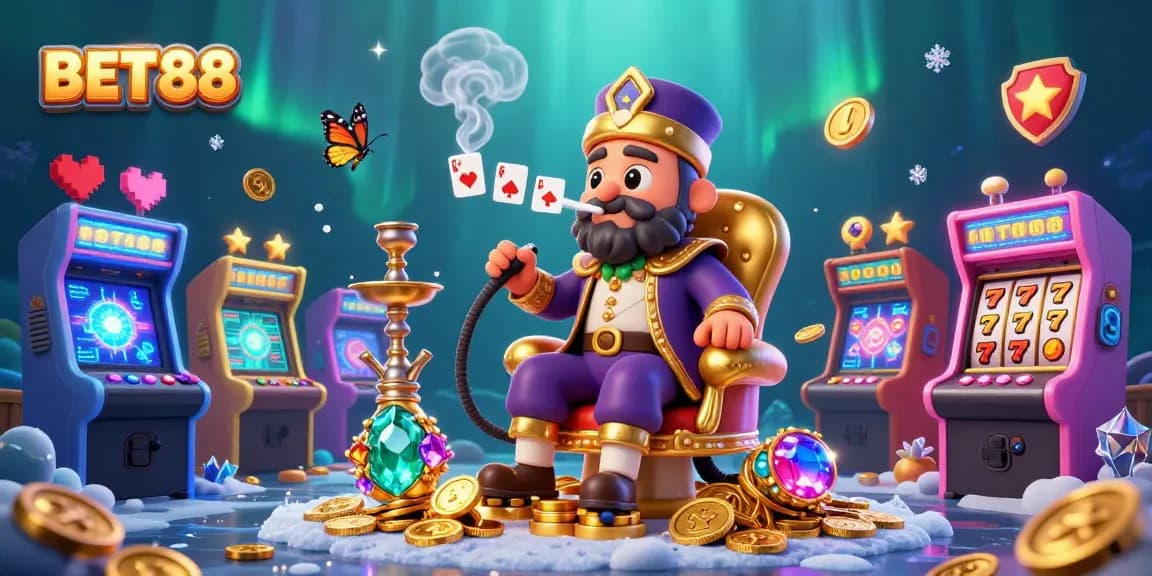 Experience the excitement of BET88 with colorful slot games and immersive casino scenes.