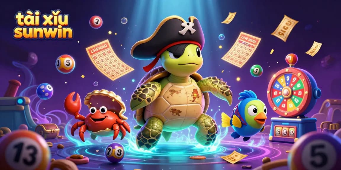 Engage in tài xỉu sunwin with vibrant lottery elements and playful underwater characters.