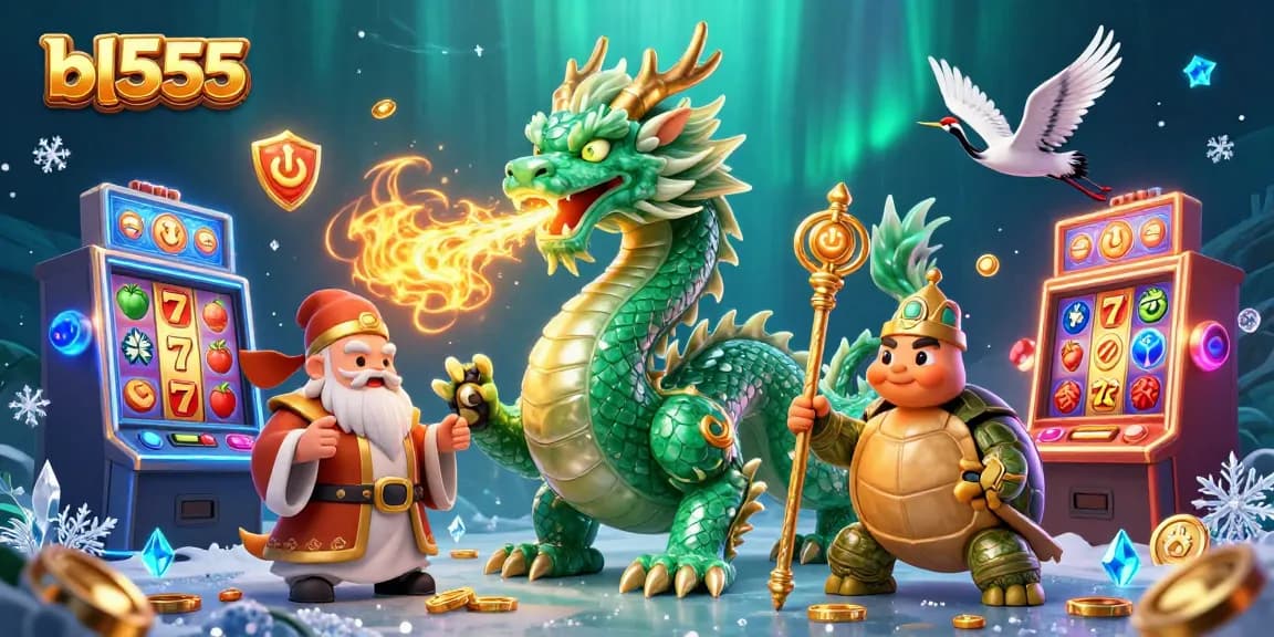 Experience thrilling slots and jackpots with bl555 in a dynamic 3D casino illustration.