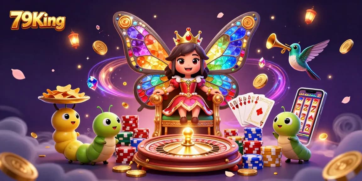 Experience the excitement at 79King with vibrant casino games and charming characters.