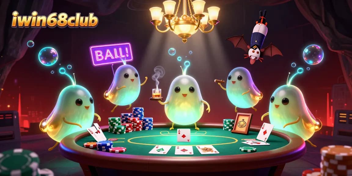 Join the fun at iwin68club in an illuminated cave casino scene with poker action.