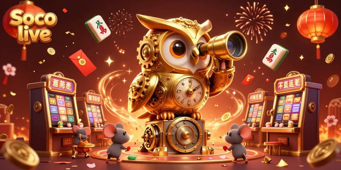Soco live offers thrilling casino experiences with a clockwork owl scanning action-packed gaming.