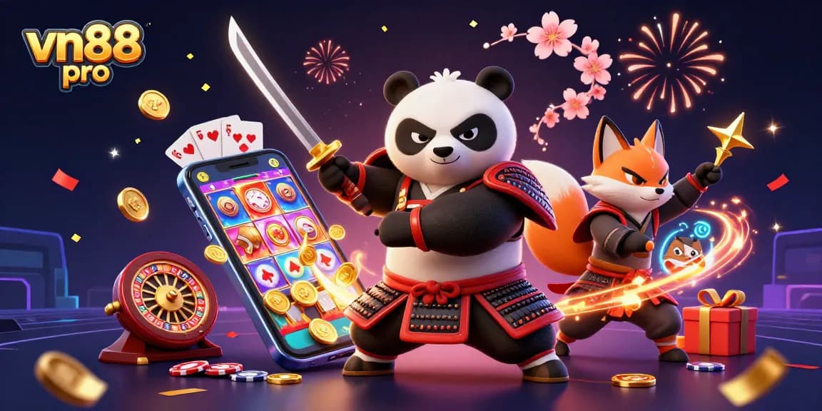 Experience vibrant slot action with vn88 pro, featuring samurai panda and dynamic game elements.