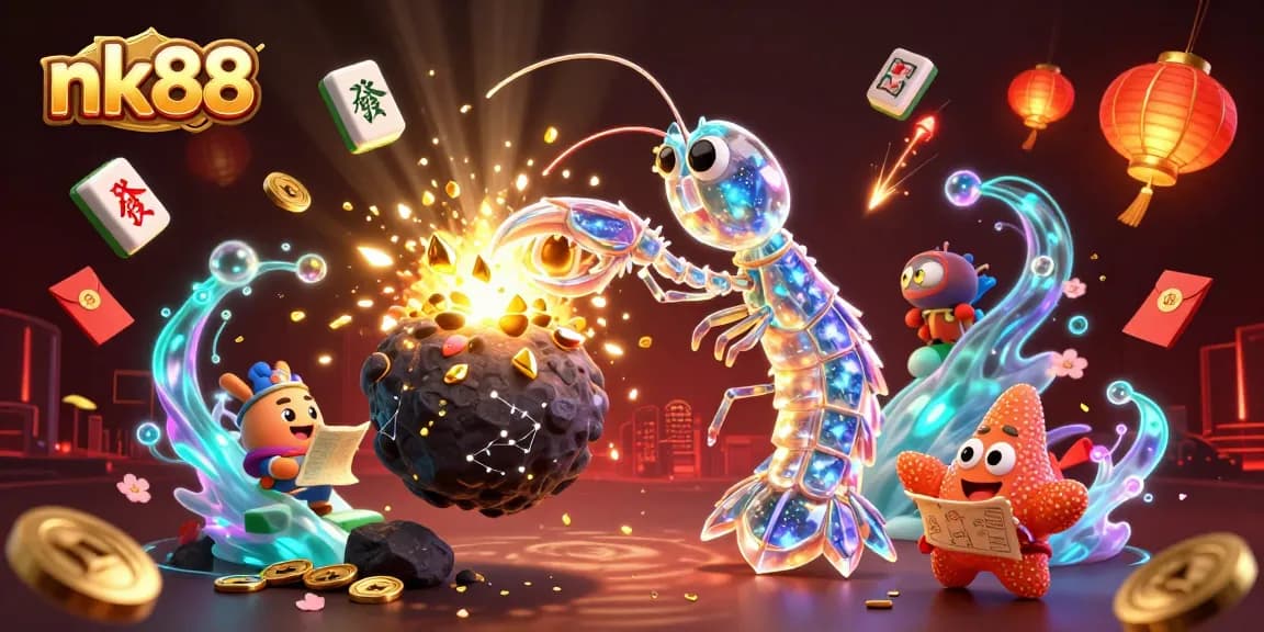 Experience thrilling gameplay with nk88's vibrant casino-themed illustration featuring animated samurai and gems.