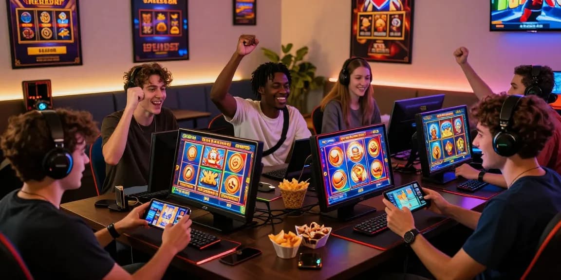 Exciting gaming environment showcasing players enjoying depo pulsa 10k tanpa potongan on mobile devices in a cozy setting.