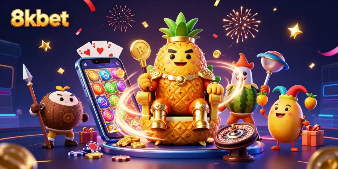 Experience fun and excitement at 8xbet with a vibrant beach casino scene showcasing slots and games.