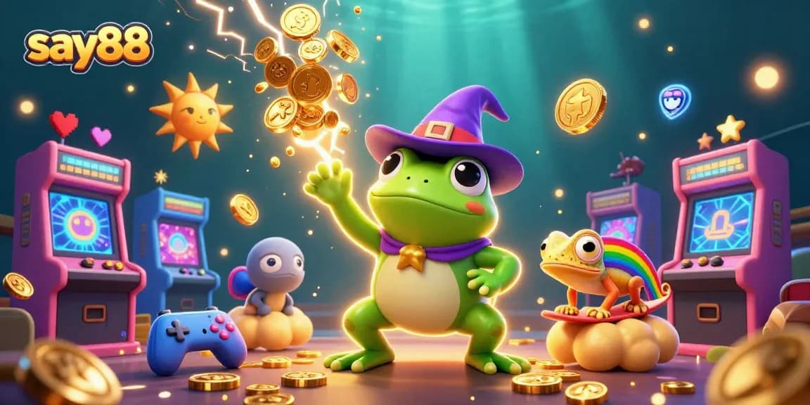 Experience the excitement of say88 with a 3D cartoon storm of coins and vibrant gaming elements.