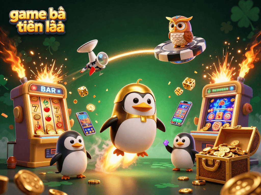 Engage in game bài tiến lên as a golden penguin takes you on a quest for casino riches.