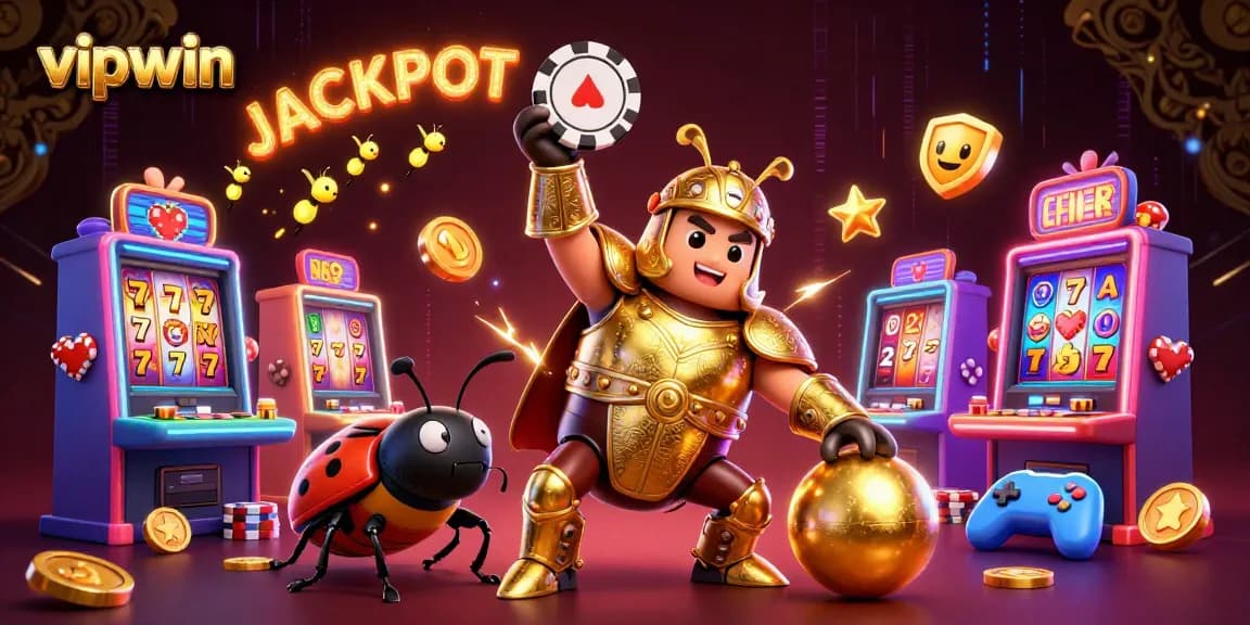 Win exciting jackpots at vipwin with immersive 3D gaming visuals and vibrant casino elements.