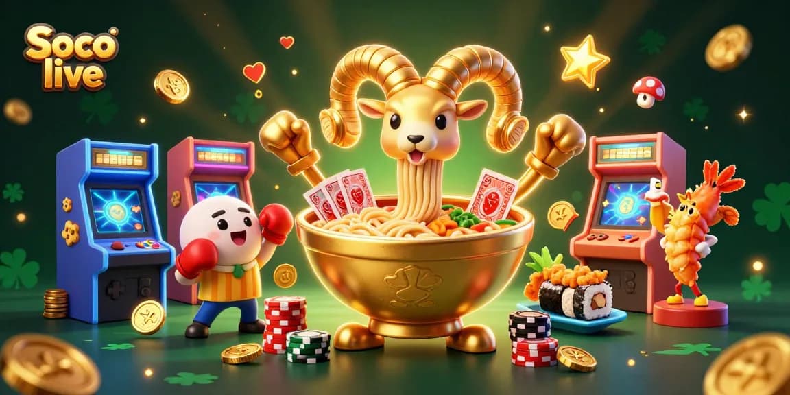 Engage in thrilling gaming adventures with Soco live's vibrant, cartoon-filled casino atmosphere.