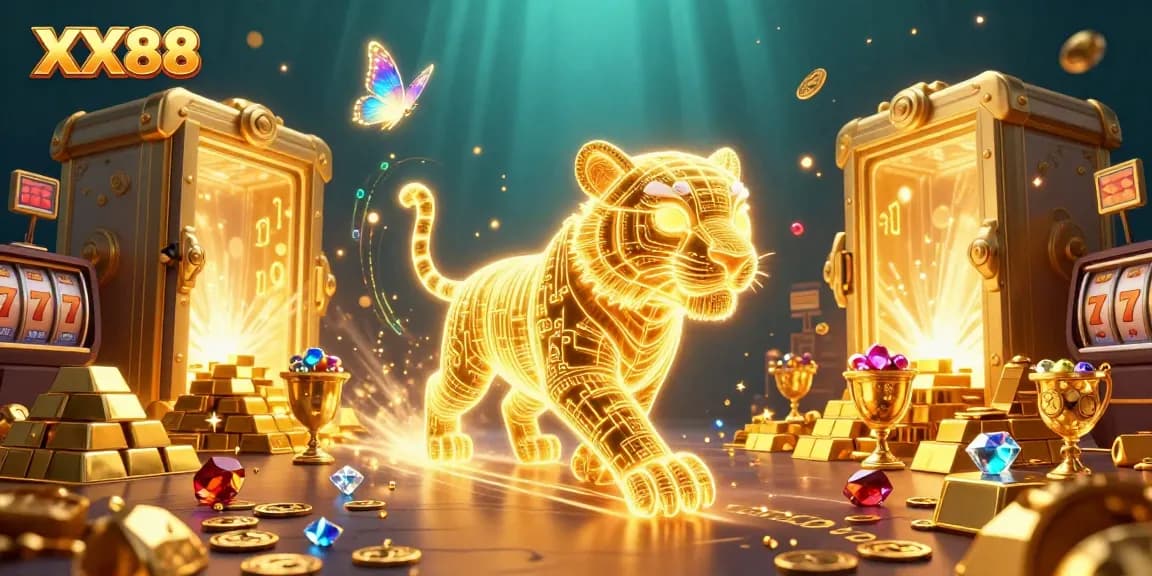 Experience the thrill of XX88 in a 3D digital casino filled with golden treasures and wild adventures.