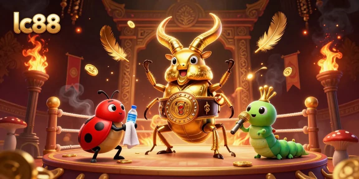 Engage with lc88's vibrant casino showdown featuring an epic giant beetle boxing match.