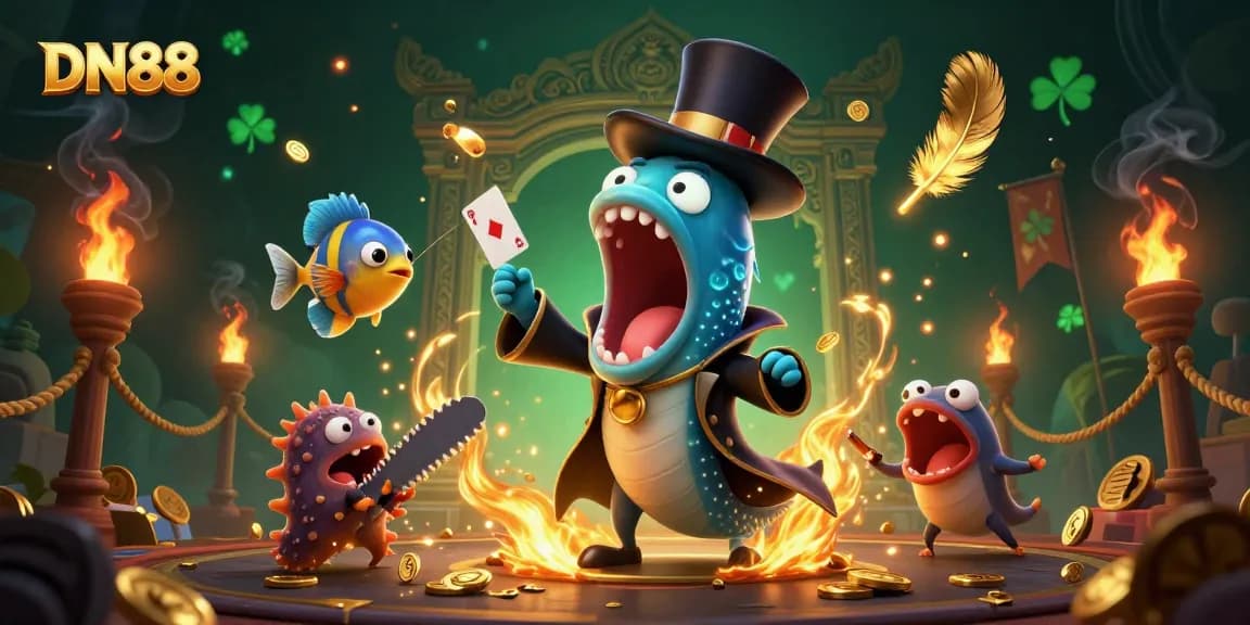 Experience thrilling games at DN88 with bioluminescent characters showcasing casino magic.