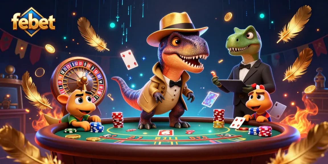 Experience febet gaming excitement at a blackjack table with unique 3D characters.
