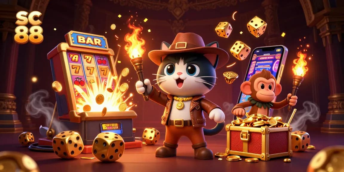 Experience the excitement of sc 88 with a golden artifact discovery in a vibrant casino scene.