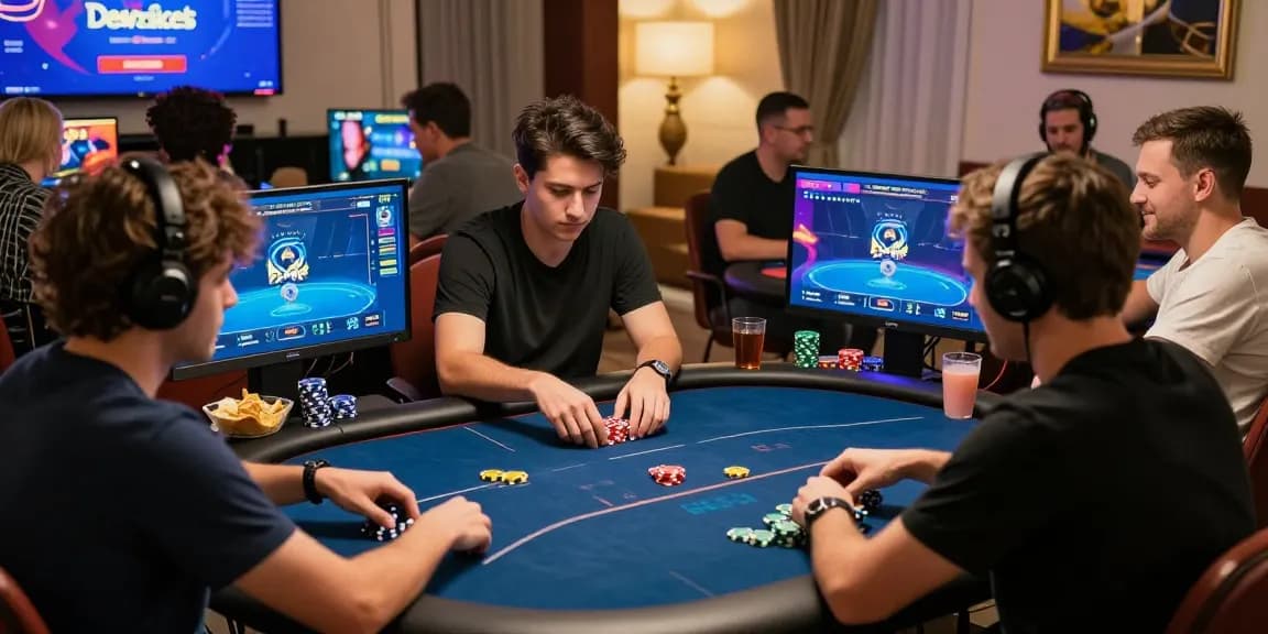 DewaPoker online poker players focused on strategy in a dynamic virtual game environment.