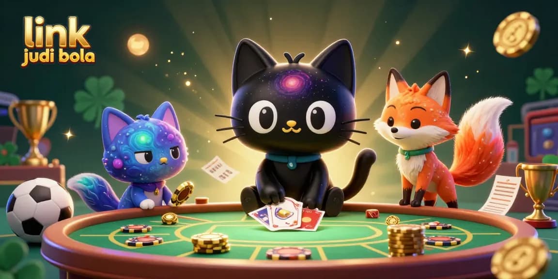 Engage with link judi bola at a cosmic sports betting scene featuring cartoon characters and glowing elements.