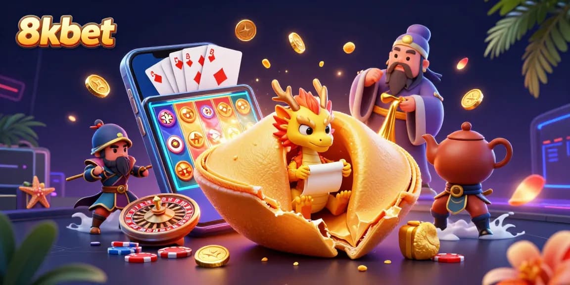Experience 8xbet's thrilling casino adventure with a dynamic illustration showcasing golden fortune elements and exciting gaming action.