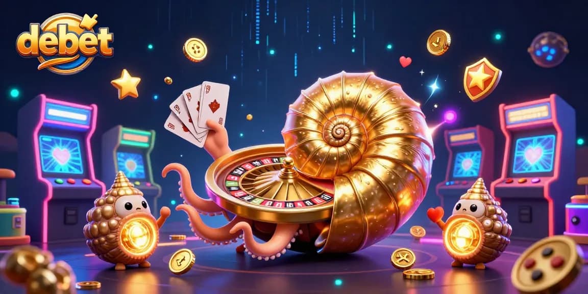 Engage with the vibrant debet gaming scene featuring whimsical characters and colorful casino elements.
