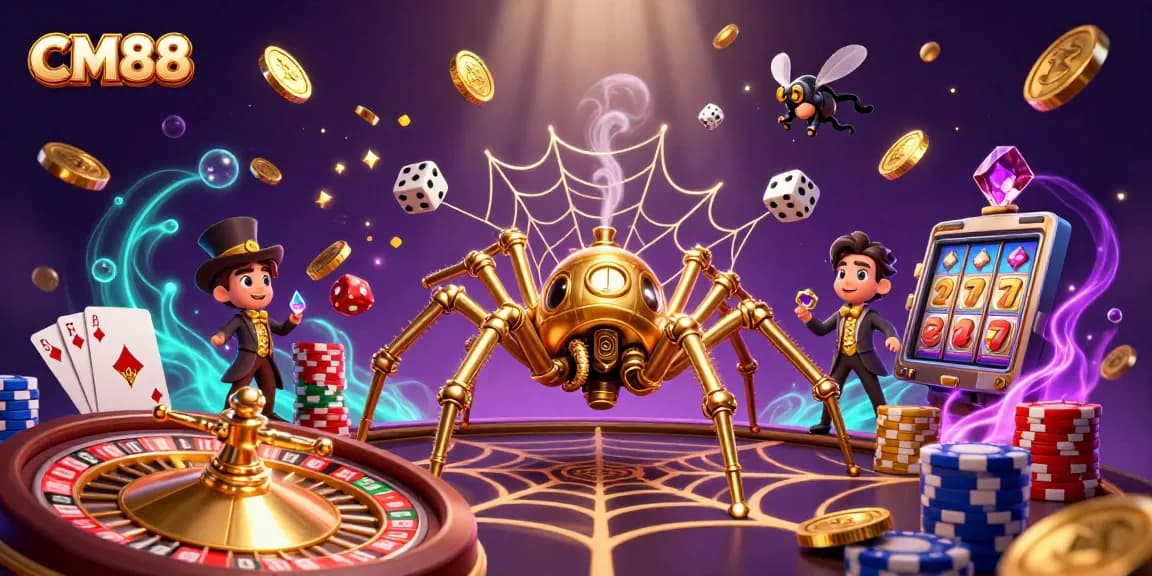 CM88 reveals a thrilling world of gaming with a steampunk golden spider navigating its web of luck!