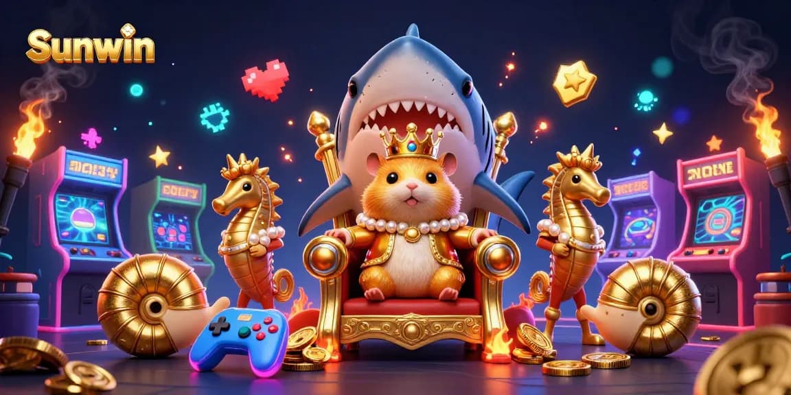 Experience thrilling action at Sunwin with an animated casino scene featuring vibrant game elements.