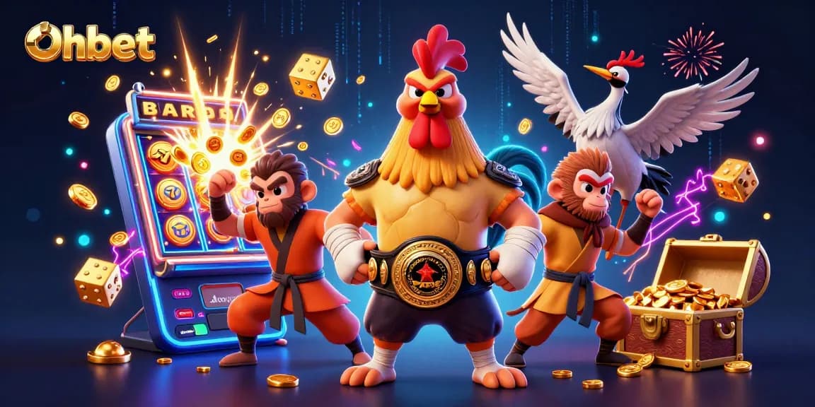 Experience excitement with Oxbet's thrilling casino scene featuring vibrant characters and games.