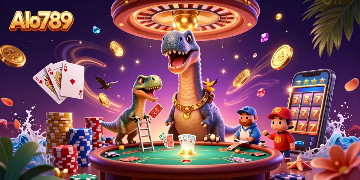 Alo789 invites players to immerse in dynamic casino thrills amidst dazzling gold coins and exciting games.
