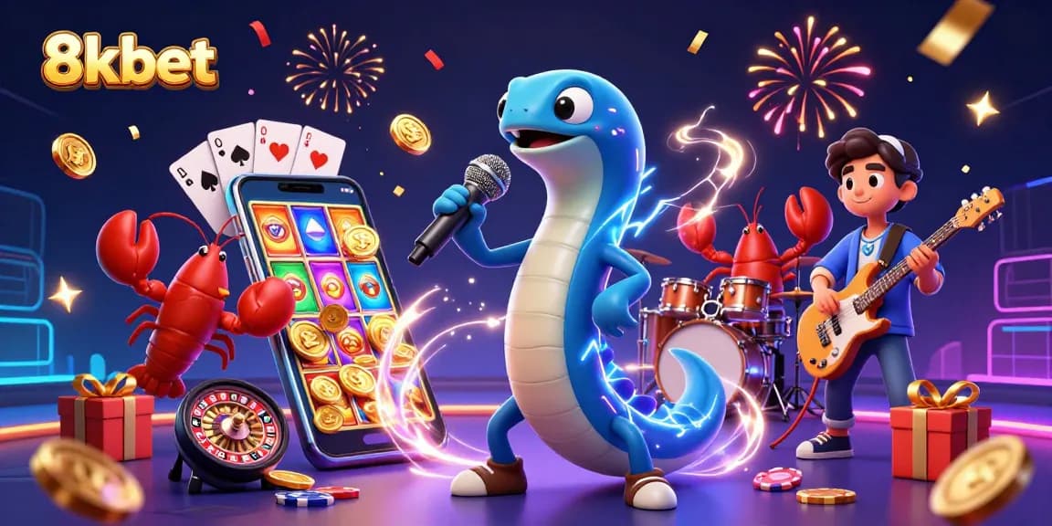 Experience the lively atmosphere of 8kbet's underwater casino with vibrant characters and exciting slots!