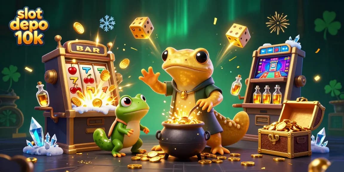 Experience the thrill of slot depo 10k with vibrant visuals of jackpots and fun casino elements.