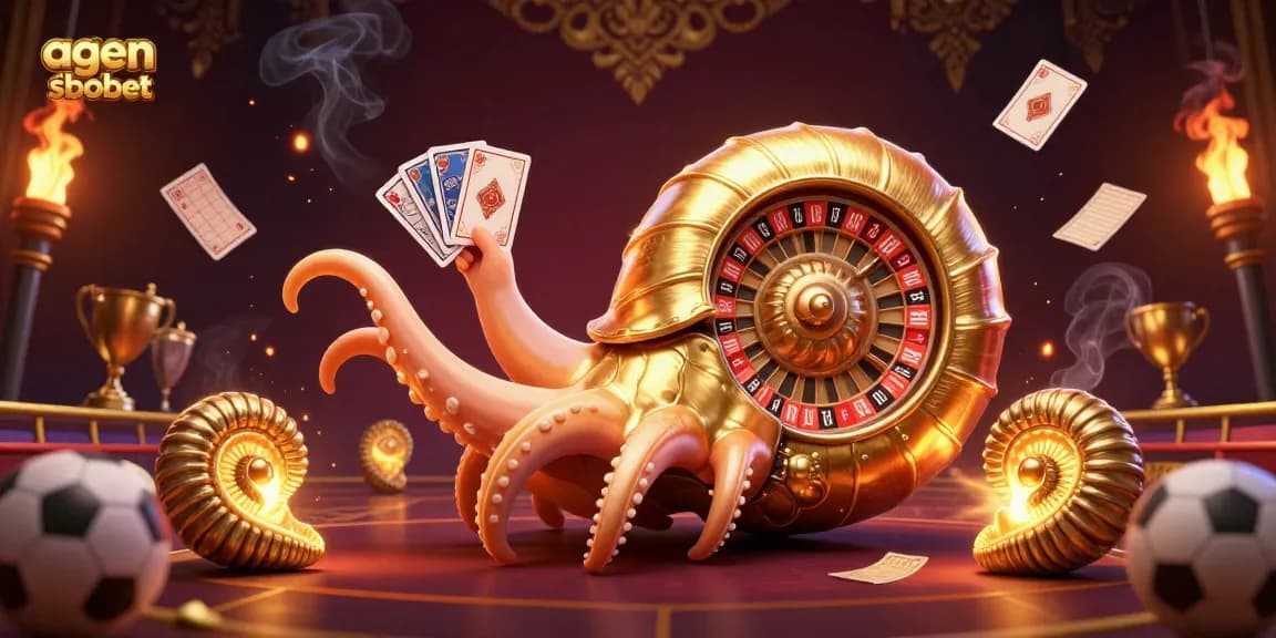 Experience thrilling betting with agen sbobet's vibrant nautilus-themed casino scene showcasing dynamic sports elements.