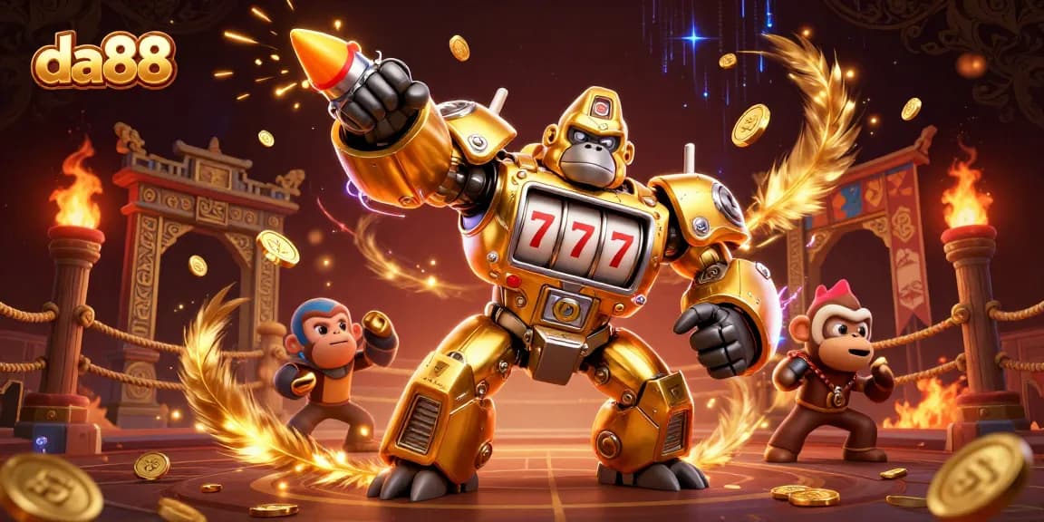 Experience thrilling gameplay at da88 with vibrant slots and casino elements exploding in action.