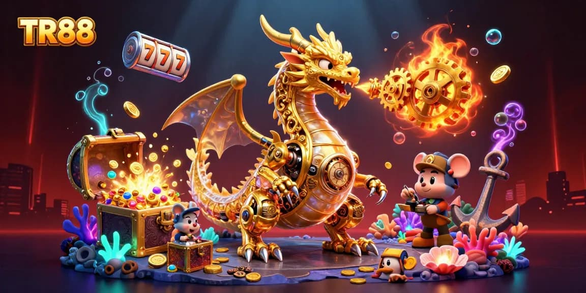 Experience thrilling gameplay at TR88 with our rich casino illustration featuring dynamic slot game elements.