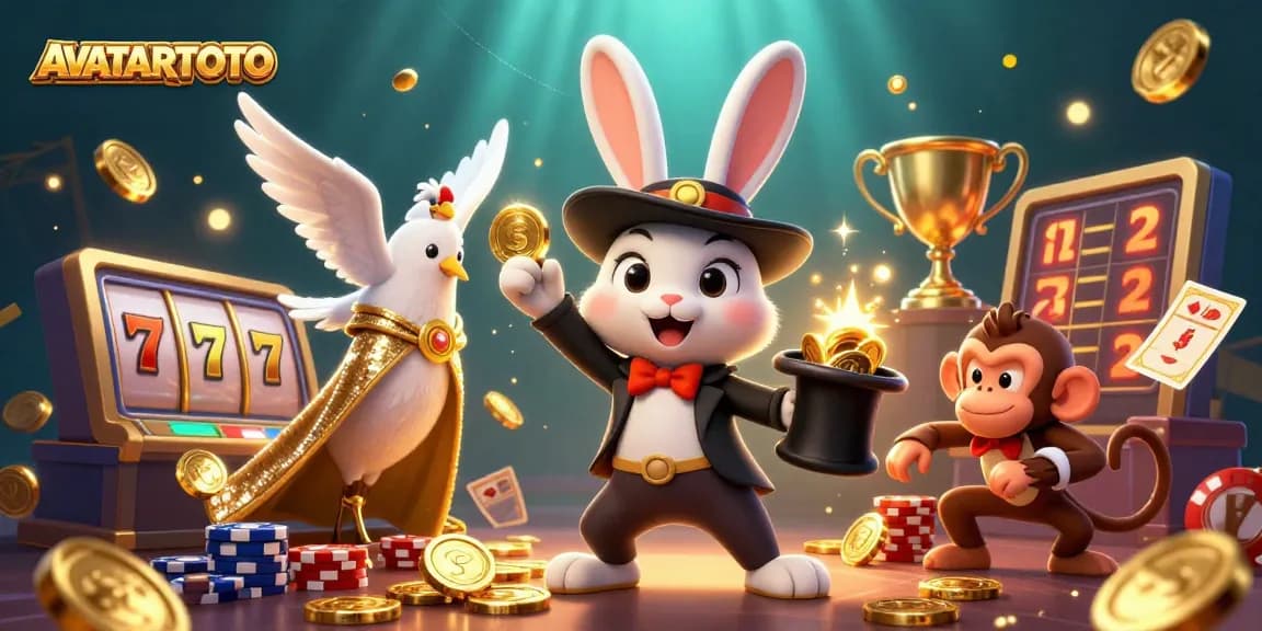 Experience the thrill of AVATARTOTO with a dynamic scene featuring magical characters and exciting casino elements.