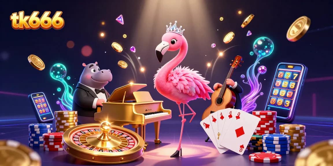 Experience thrilling gambling action with tk666, featuring vibrant casino characters and exciting game elements.
