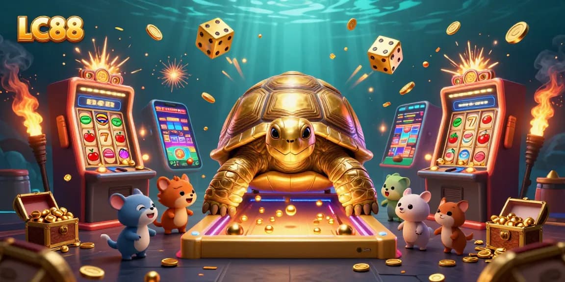 Play the exciting LC88 games with a vibrant scene showcasing thrilling casino elements and a dynamic atmosphere.