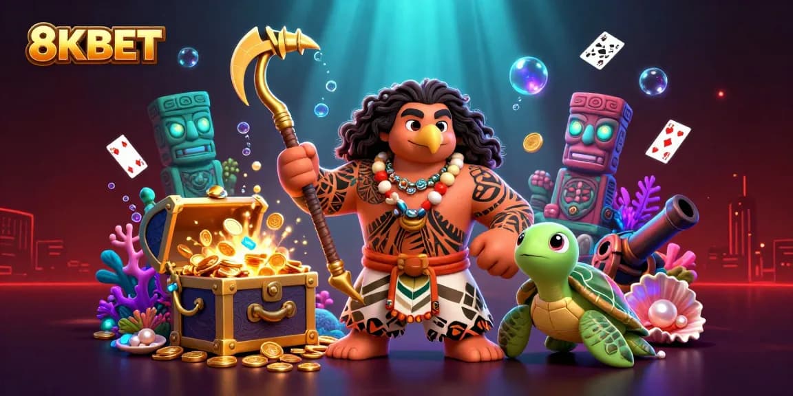 8KBET lifestyle 3D illustration showcasing vibrant casino-themed underwater adventure with engaging elements.