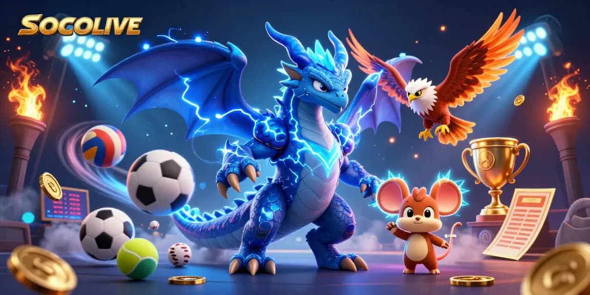 Betting on SOCOLIVE with thrilling sports moments and vibrant cartoon characters.