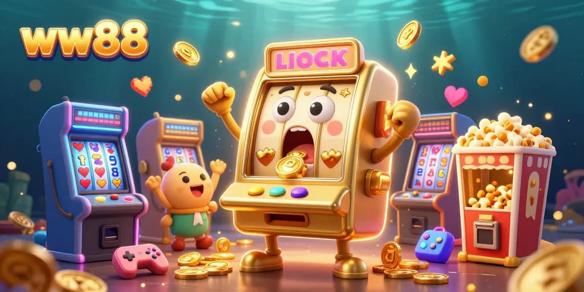 Win big at ww88 with this exciting jackpot scene featuring a golden slot machine and cheerful companions.