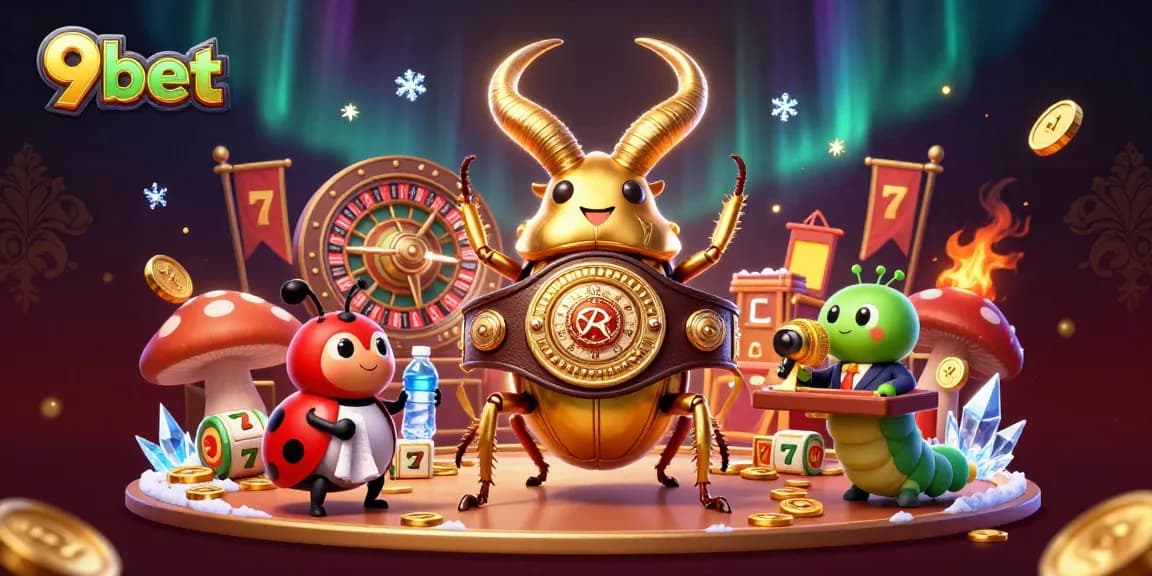 Bet on excitement with 9bet's dynamic 3D casino scene featuring colorful characters and casino elements.