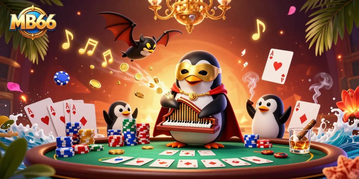 Engage with thrilling MB66 poker action in this vibrant 3D illustration.