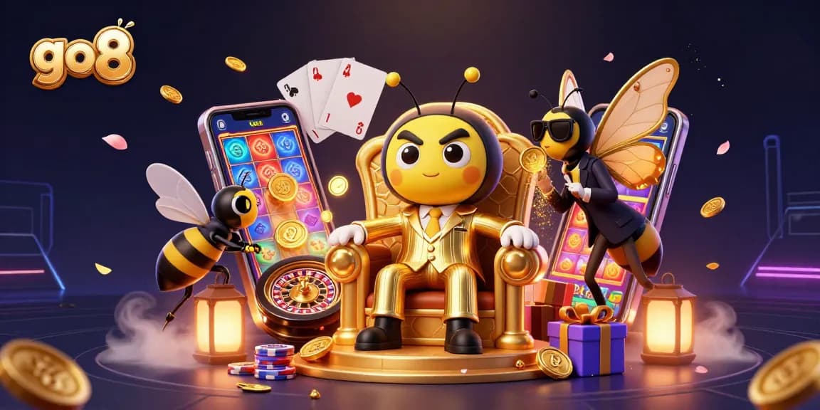 Experience excitement at go8 with a vibrant 3D casino scene showcasing thrilling gaming elements and characters.